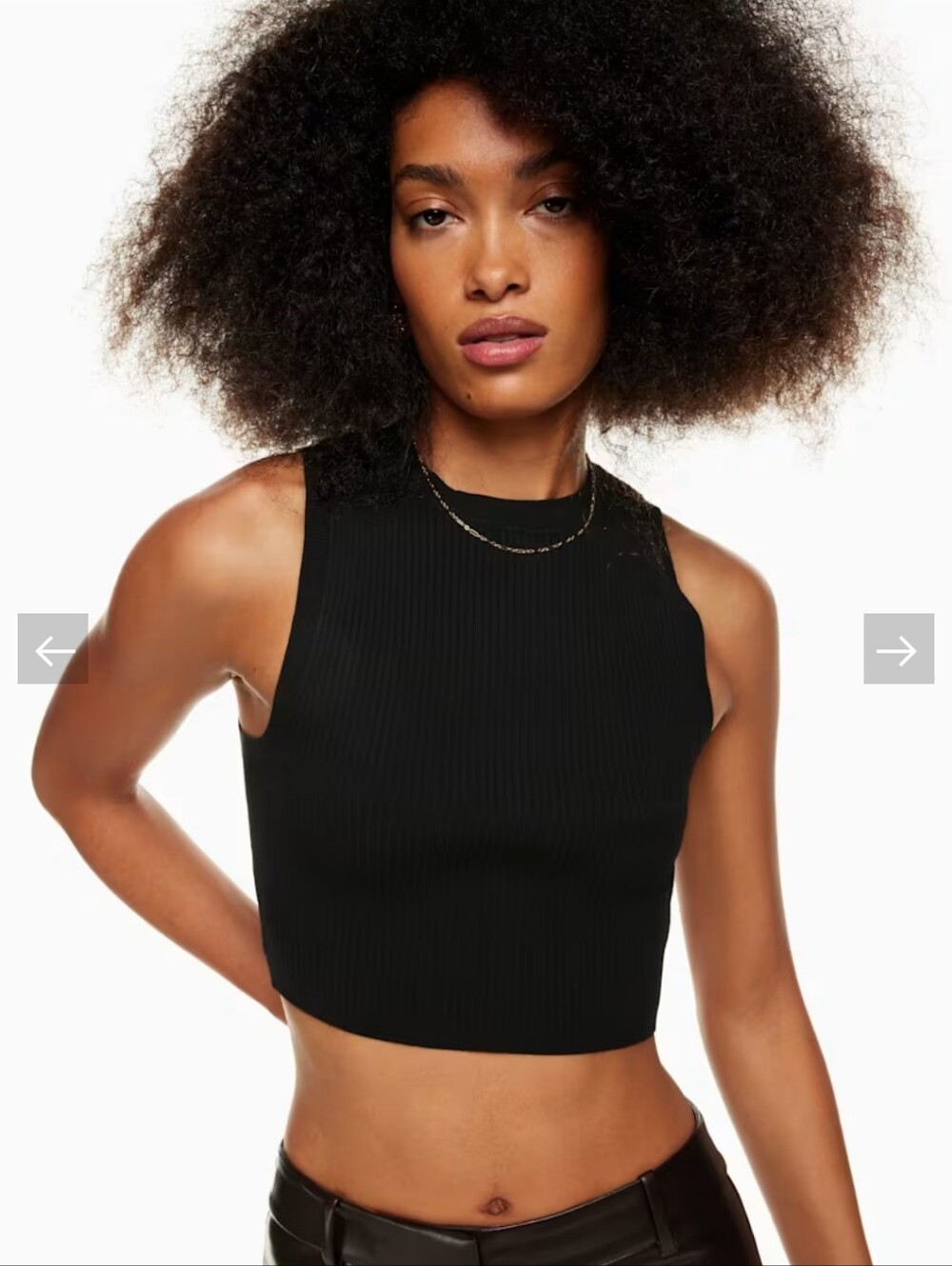 Aritzia Wilfred Reso Sweater Tank, Cropped, Crew Neck Black Ribbed, Size M